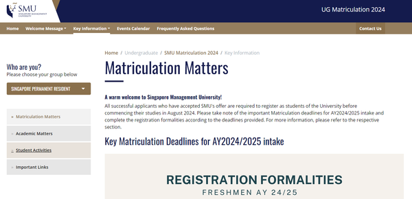 Online Matriculation @ SMU